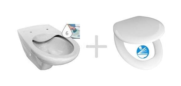 Jika Dino - Závesné WC so sedadlom SoftClose, Rimless, Dual Flush, biela H8603770000001