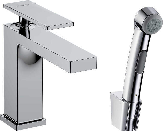 Hansgrohe Tecturis E - Umývadlová batéria s výpusťou Push-Open a bidetovou spŕškou, EcoSmart, chróm 73210000